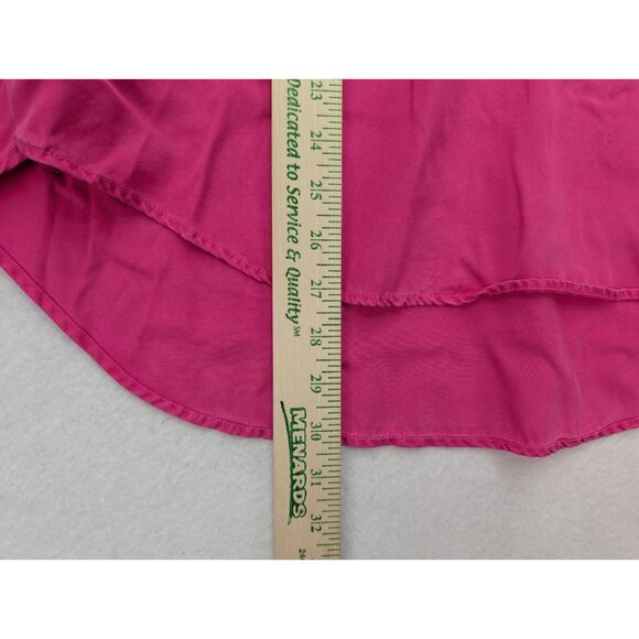 Crown & Ivy Women's Top Size L Pink 3/4 Sleeve Tunic Half Button-Up - Picture 9 of 13